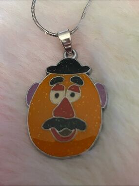 Novelty Potato Head Pendant Necklace - Orange, Black, Pink